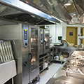 Fully assembled brushed stainless steel food service equipment