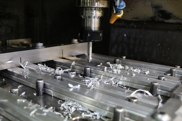 CNC Milled parts covered in shavings