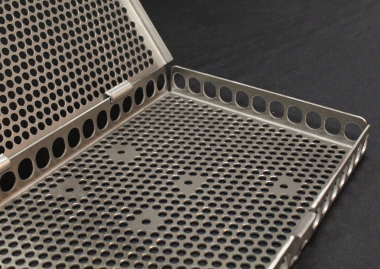 Metal cage with small punched holes for the medical industry